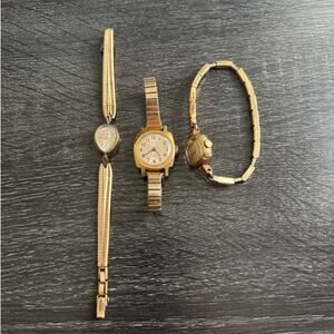Lot of 3 VTG‎ Womens Wristwatches Helbros Timex Waltham 2 Gold Filled UNtested